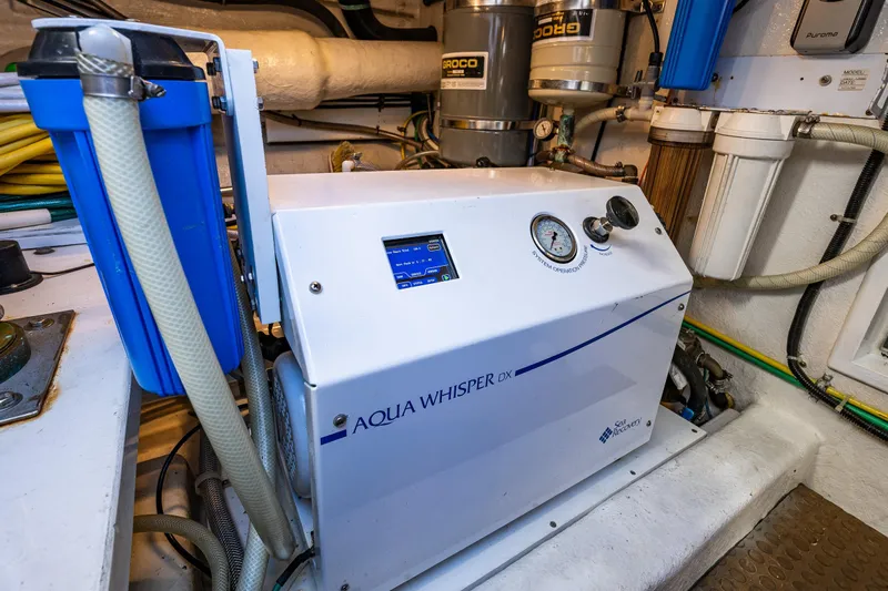 Moore Fun Yacht Photos Pics Aqua Whisper DX watermaker in 1998 Ocean Alexander 486 Classico Pilothouse engine room.