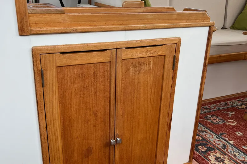 Spirit Yacht Photos Pics Wooden cabinet on a 2001 Cabo Rico Northeast 400 yacht interior.