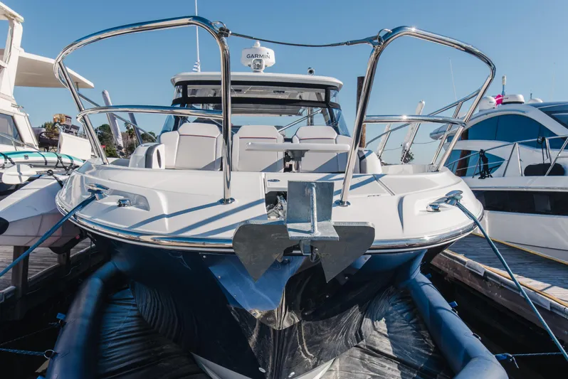 Nauti Brigi Gull Yacht Photos Pics 2021 Jeanneau Leader 12.5 WA boat docked, showcasing sleek design and modern features.