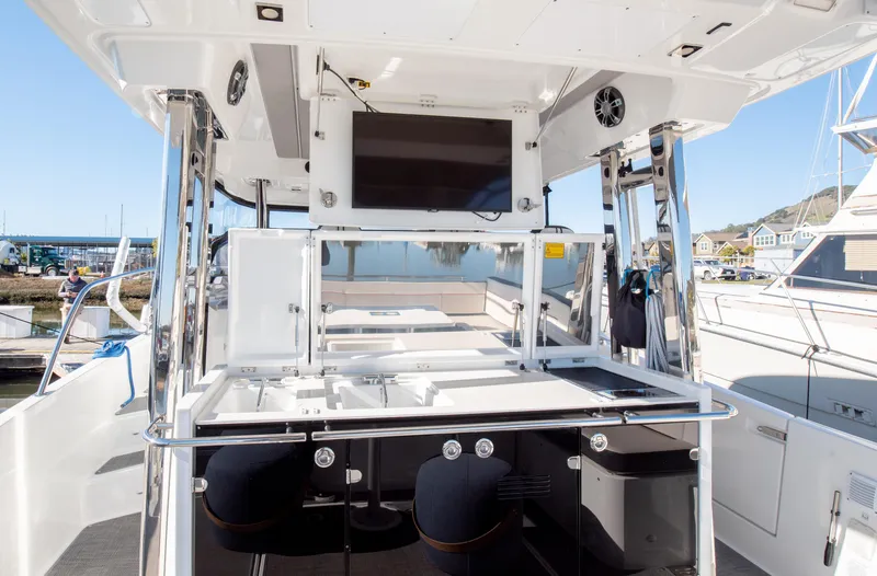 Nauti Brigi Gull Yacht Photos Pics 2021 Jeanneau Leader 12.5 WA boat interior with modern amenities and sleek design.