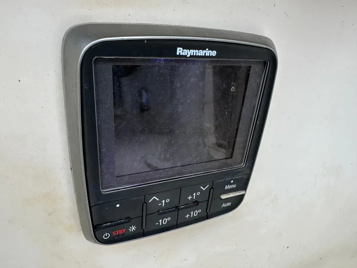 Lagniappe Yacht Photos Pics Raymarine navigation display on 1990 Pacific Seacraft Crealock 44 yacht.