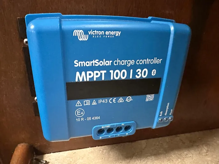 Lagniappe Yacht Photos Pics Victron Energy SmartSolar MPPT 100/30 charge controller on Pacific Seacraft Crealock 44, 1990 model.