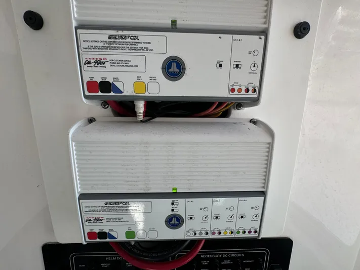  Yacht Photos Pics Control panel on a 2020 Sea Fox 288 Commander boat, featuring various switches and indicators.