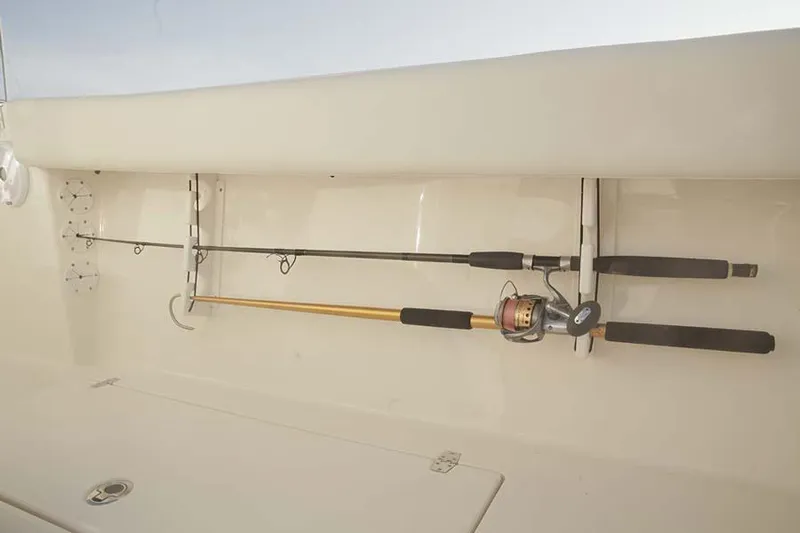  Yacht Photos Pics Manufacturer Provided Image: Fishing rod holders on a 2023 Cobia 280 Center Console boat.