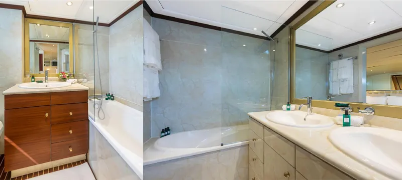 Le Kir Royal Yacht Photos Pics Luxurious bathroom interior on Van den Akker's 1966 Le Kir Royal yacht.