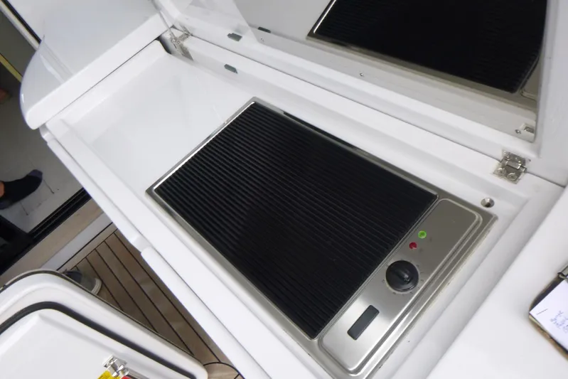 Habeas Orcas Yacht Photos Pics Outdoor grill on 2020 Pershing 62 yacht, featuring sleek design and modern controls.