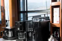Coffee station on 2003 Aganlar Custom Motorsailer Gulet with espresso machine and glassware.