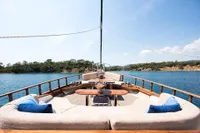 Luxurious 2003 Aganlar Custom Motorsailer Gulet with spacious deck and scenic ocean view.