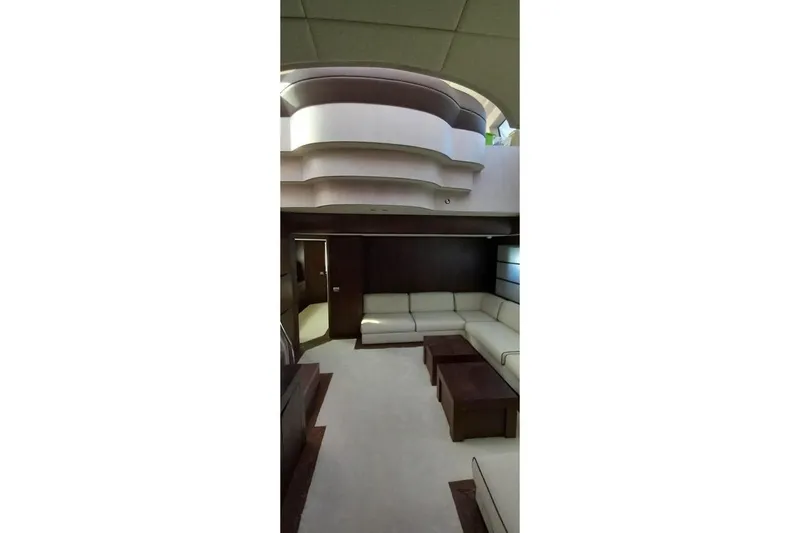  Yacht Photos Pics Luxurious interior of 2005 AB 88 yacht with modern seating and elegant design.
