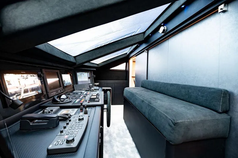 Eva Yacht Photos Pics Control room of 2009 Tecnomar Velvet 36 EVA yacht with modern navigation equipment.