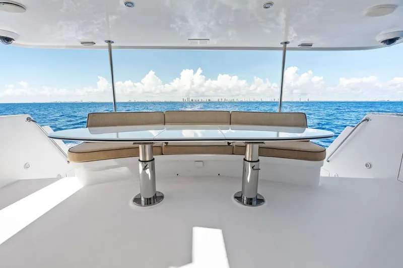 Bravo Zulu Yacht Photos Pics Luxurious 1997 Westship Raised Pilothouse Motor Yacht deck with ocean view.