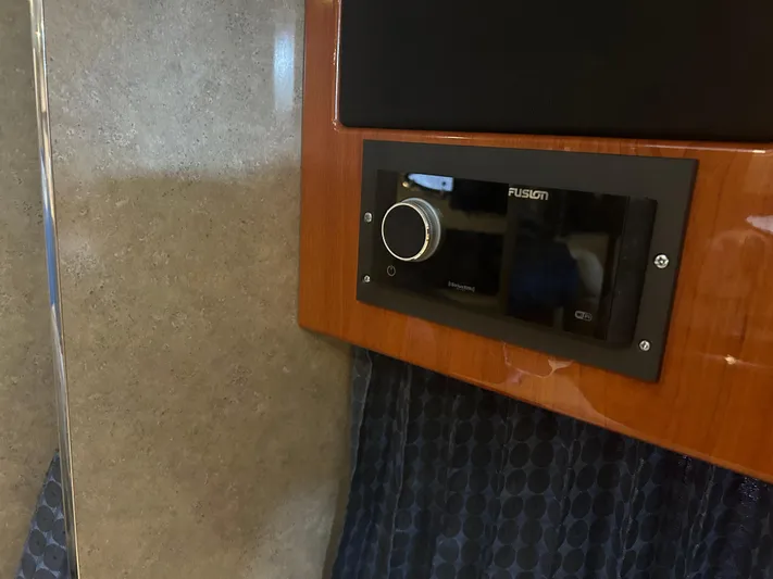  Yacht Photos Pics Fusion stereo system in a 2007 Formula 31 PC boat interior.