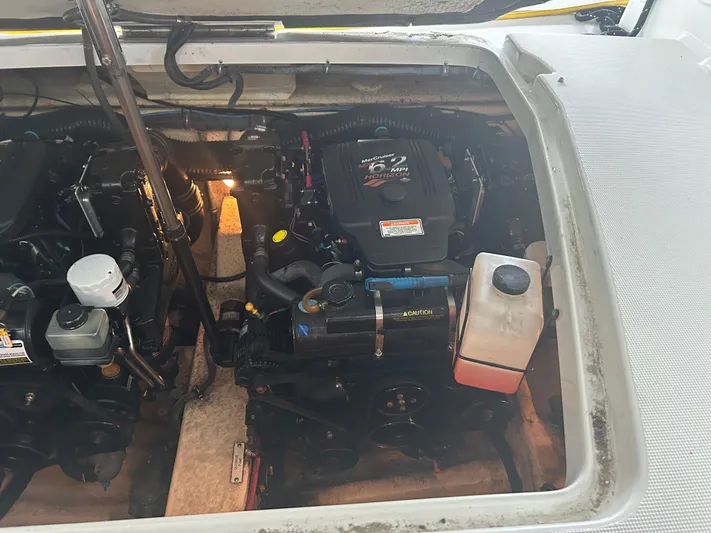  Yacht Photos Pics Engine compartment of a 2007 Formula 31 PC boat with MerCruiser engine.