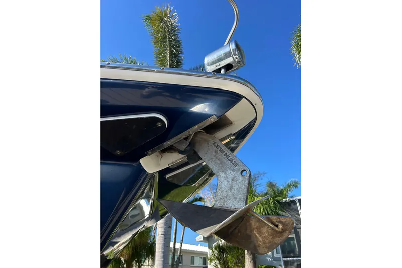 Wattever Yacht Photos Pics 2008 Formula 34 Performance Cruiser anchor detail against blue sky backdrop.