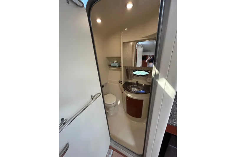 Wattever Yacht Photos Pics 2008 Formula 34 Performance Cruiser bathroom interior with sink and toilet.