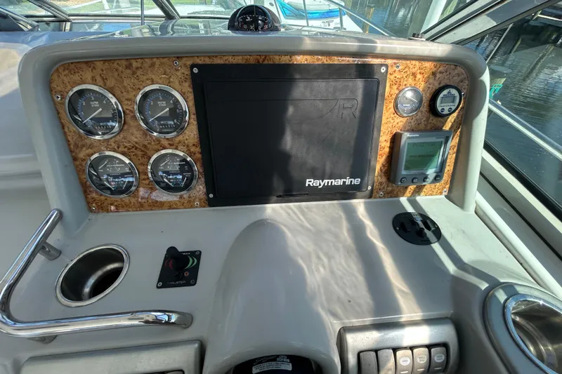Wattever Yacht Photos Pics 2008 Formula 34 Performance Cruiser dashboard with Raymarine navigation and gauges.