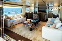 Luxurious interior of 2022 Custom Line Navetta 30 yacht with ocean view.
