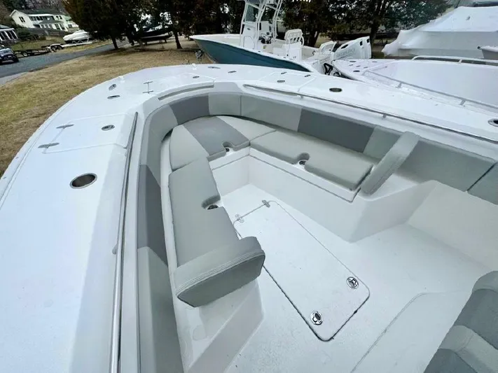  Yacht Photos Pics 2023 Cape Horn 34Xs boat with spacious seating area and modern design.