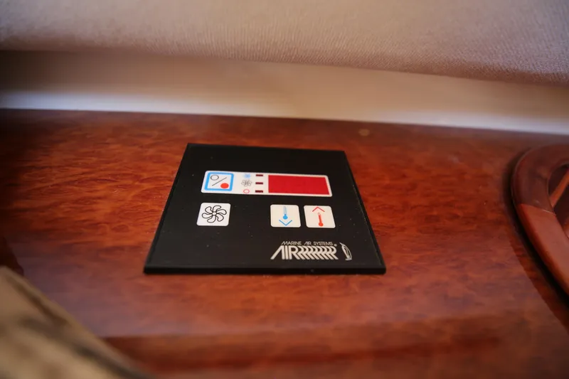  Yacht Photos Pics Control panel on 2008 Fairline Targa 52 GT yacht, featuring air conditioning settings.