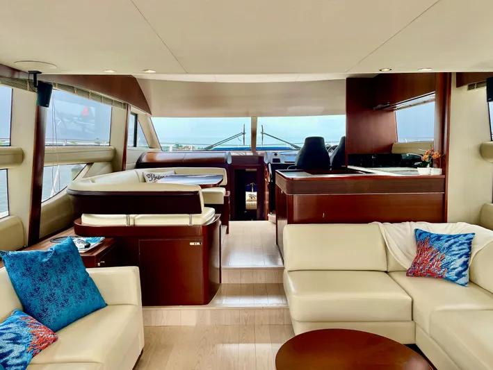  Yacht Photos Pics Luxurious 2015 Princess f56 yacht interior with elegant seating and ocean view.