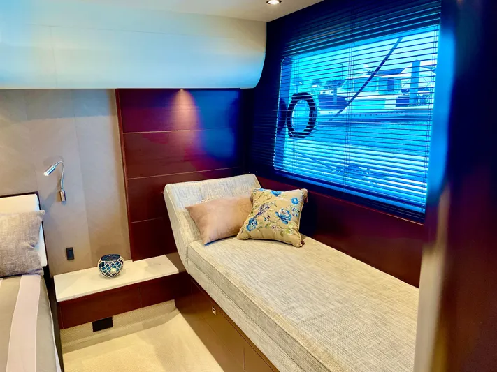  Yacht Photos Pics Luxurious interior of 2015 Princess f56 yacht with elegant seating and decorative pillows.