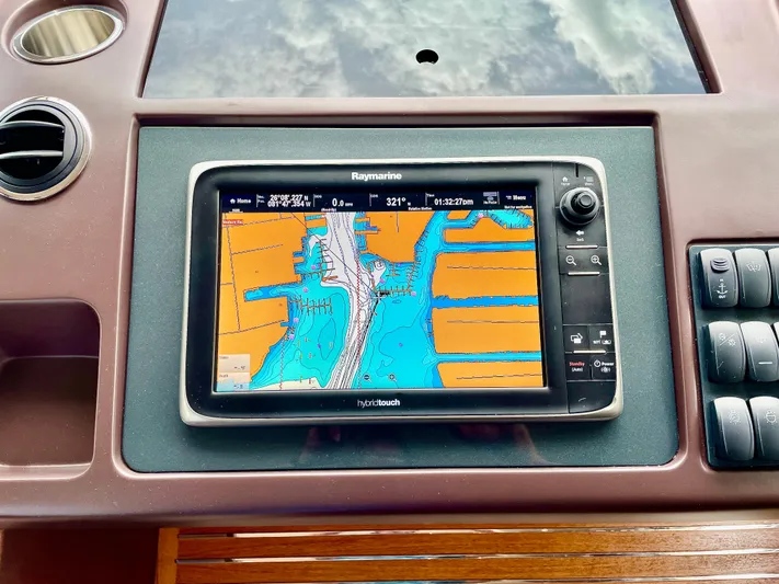  Yacht Photos Pics Boat navigation system on Princess f56, 2015 model, displaying nautical chart.