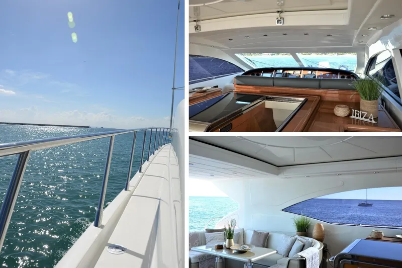  Yacht Photos Pics Luxurious 2003 Mangusta 72 yacht with elegant interior and stunning ocean views.