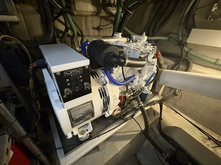 Prelude Yacht Photos Pics Engine room of 2004 Sunseeker Manhattan 56 yacht with marine generator.