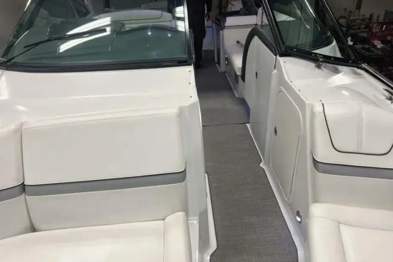  Yacht Photos Pics 2015 Formula 350 Crossover Bowrider interior with white seating and sleek design.