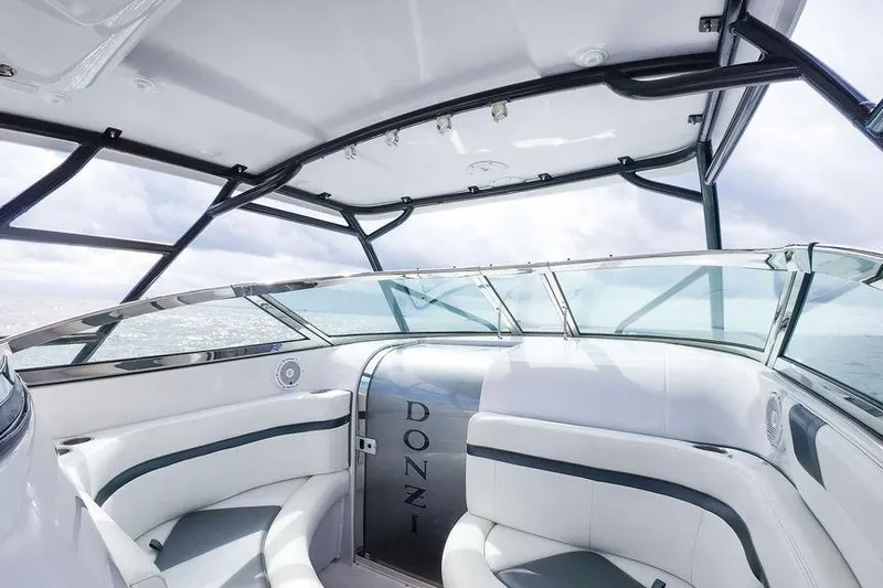  Yacht Photos Pics 2008 Donzi 38 ZSF boat interior with white seating and sleek design.