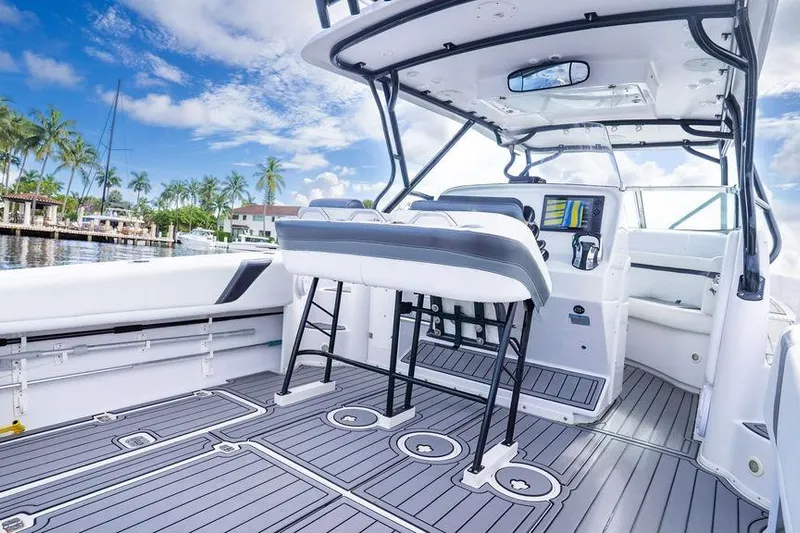  Yacht Photos Pics 2008 Donzi 38 ZSF boat interior with sleek design and modern controls.