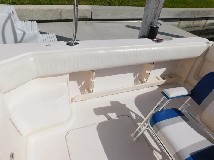  Yacht Photos Pics 2008 Grady-White Express 360 boat interior with seating and storage.