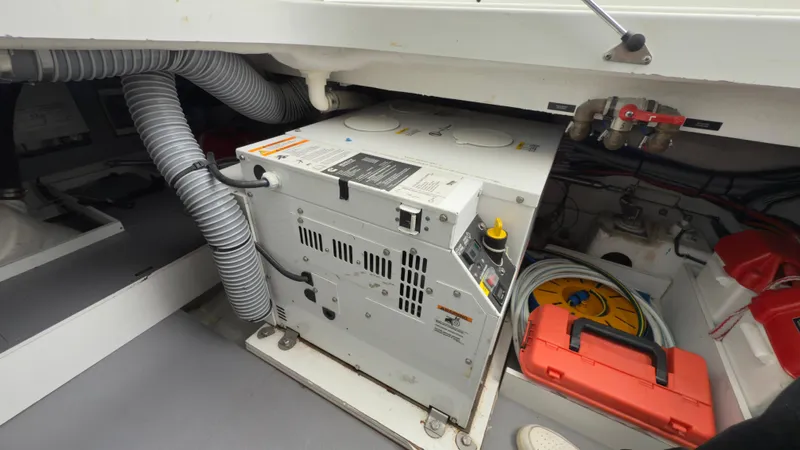  Yacht Photos Pics Engine room of 2016 Jeanneau Velasco 37F with generator and equipment.