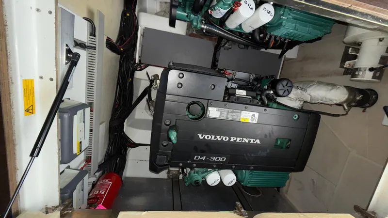  Yacht Photos Pics Engine room of 2016 Jeanneau Velasco 37F with Volvo Penta D4-300 engine.
