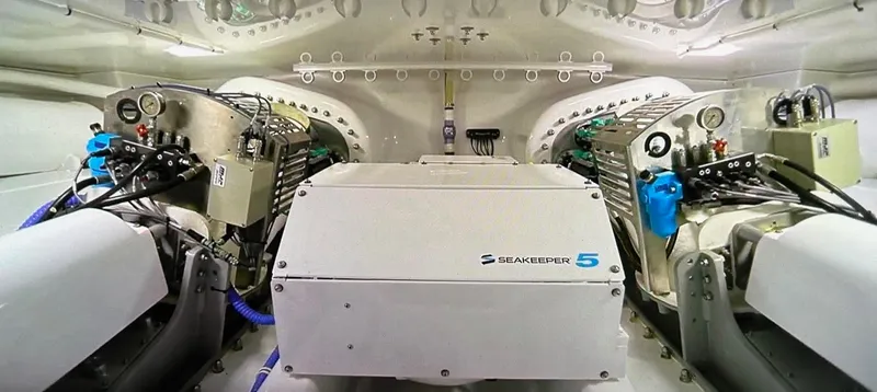 Jet Stream Yacht Photos Pics Engine room of a 2018 Spencer Yachts JET BOAT with Seakeeper 5 stabilizer.