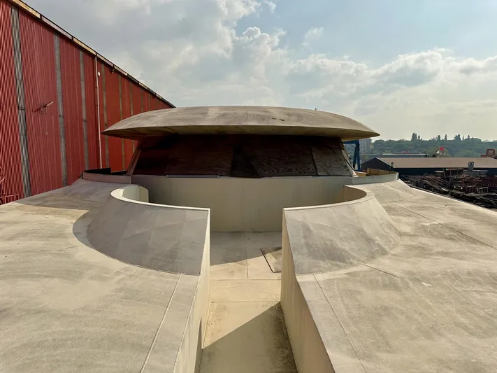  Yacht Photos Pics Modern Trinity Yachts Custom T052, 2026 model, under construction with sleek design elements.