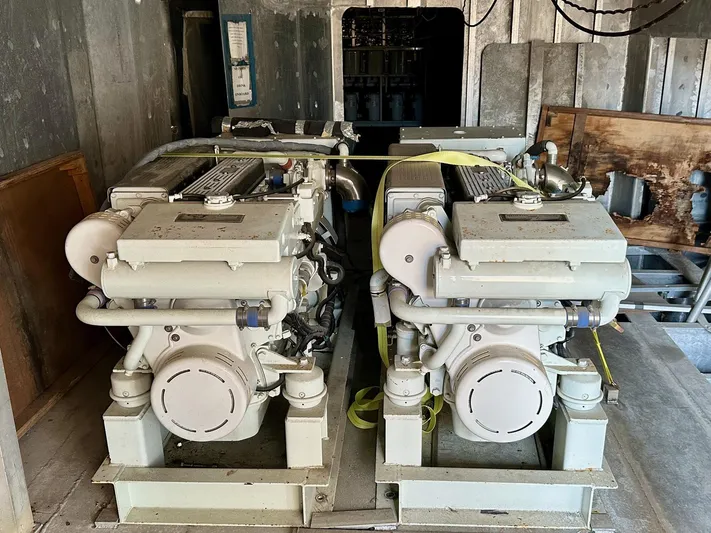  Yacht Photos Pics Engine room of 2026 Trinity Yachts Custom T052, featuring dual engines.