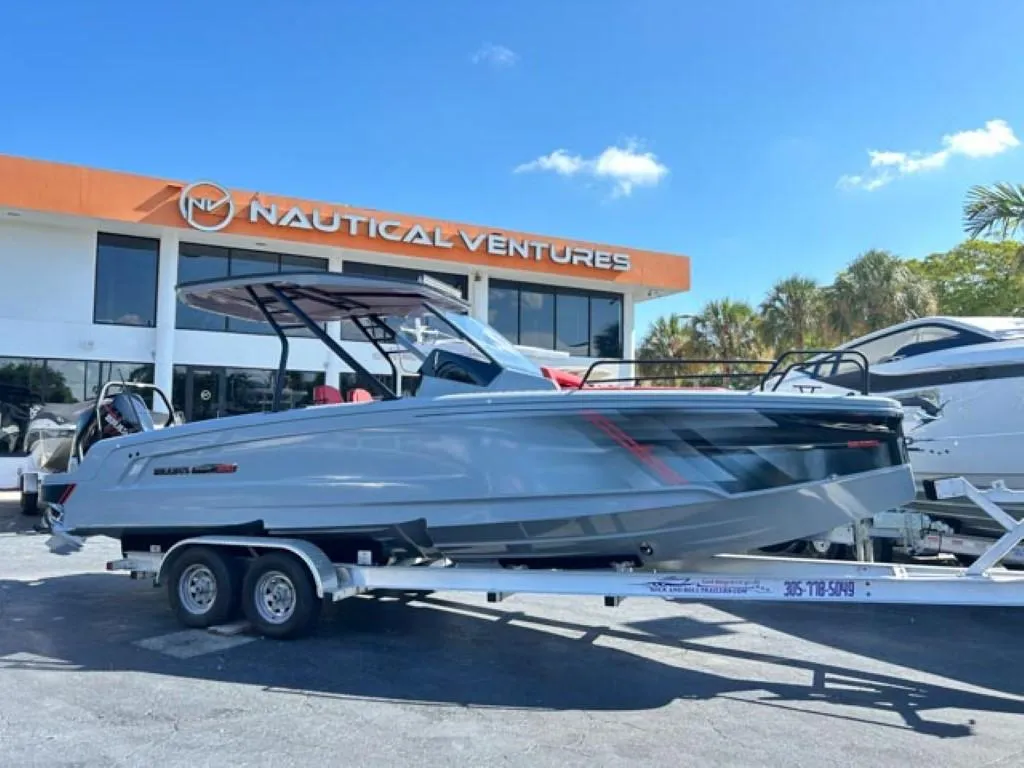 2023 BRABUS SHADOW 300 CT boat on trailer at Nautical Ventures dealership.