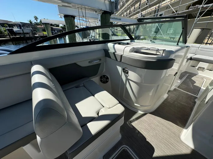  Yacht Photos Pics 2020 Sea Ray SDX 290 Outboard interior with sleek seating and modern design.