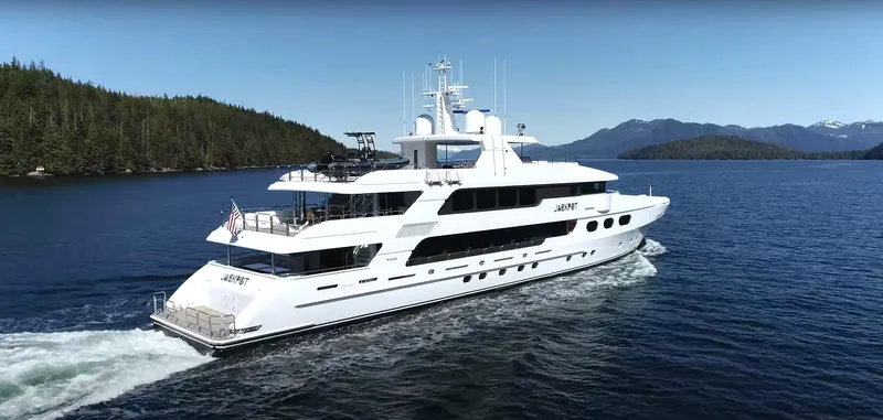 Jackpot Yacht Photos Pics Luxury Christensen yacht Model Year 2020 cruising in scenic waters.