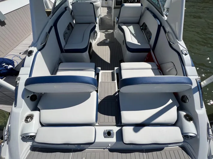  Yacht Photos Pics 2022 Crownline E305 XS Aft Seating with Backrests Up 2