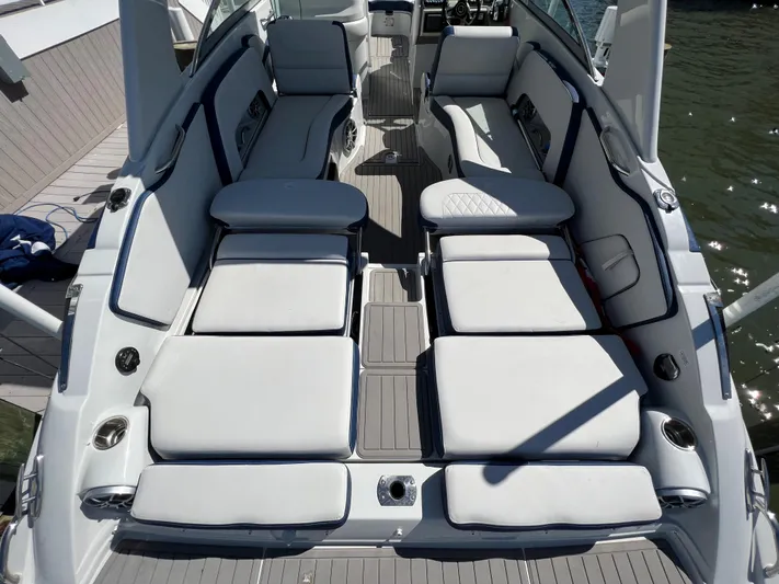  Yacht Photos Pics 2022 Crownline E305 XS Aft Seating with Backrests Down 2