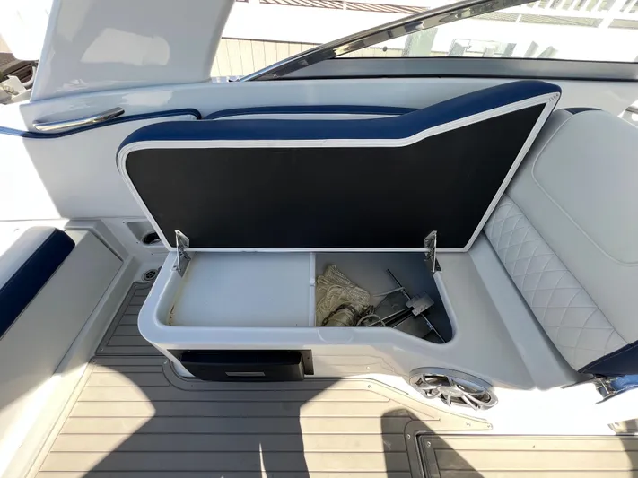  Yacht Photos Pics 2022 Crownline E305 XS Starboard Cockpit Seating Storage