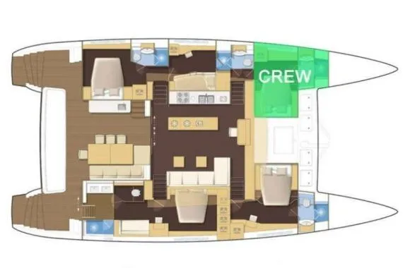 Lena Yacht Photos Pics Floor plan of 2017 Lagoon 63 Power yacht, featuring cabins, crew area, and living spaces.