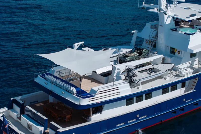 Penelope Yacht Photos Pics Luxury Delta Expedition yacht from 1990, featuring spacious deck and modern amenities.