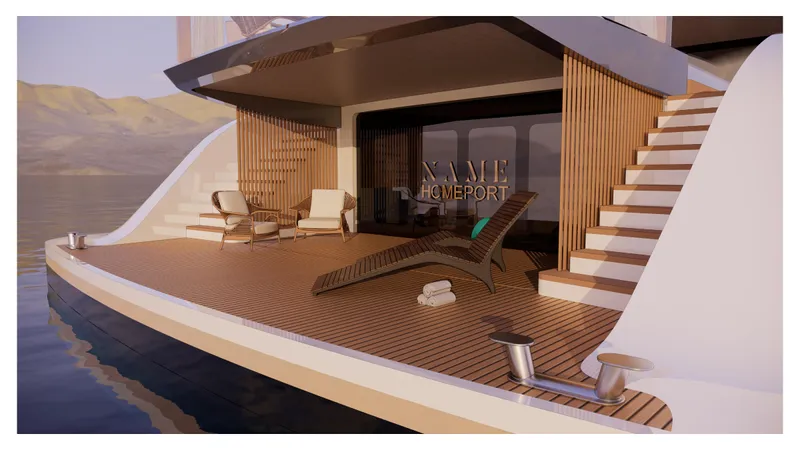 Perennial Yacht Photos Pics Luxury yacht deck with lounge chairs, Custom 60M model, 2026.