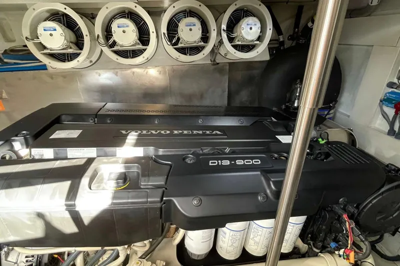  Yacht Photos Pics Engine room of 2022 Sirena 58 yacht with Volvo Penta D13-900 engine.