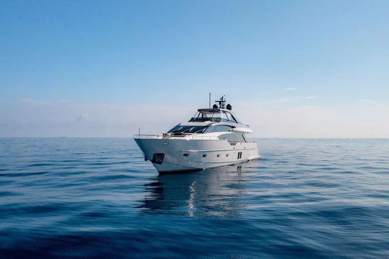 Sanlorenzo Sl86 Yacht Photos Pics Luxury Sanlorenzo SL86 yacht cruising on calm ocean waters, 2022 model.