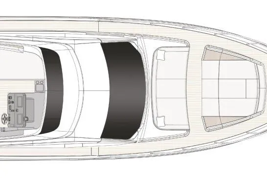  Yacht Photos Pics Top view layout of 2023 Azimut Fly 68 yacht, showcasing deck and interior design.