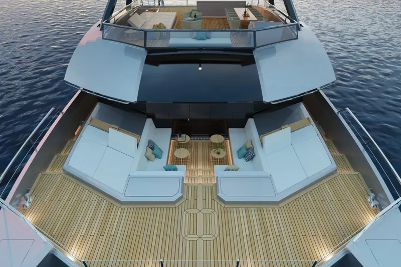  Yacht Photos Pics Luxurious 2027 Silver Yachts SC24M with elegant deck and modern seating on calm waters.